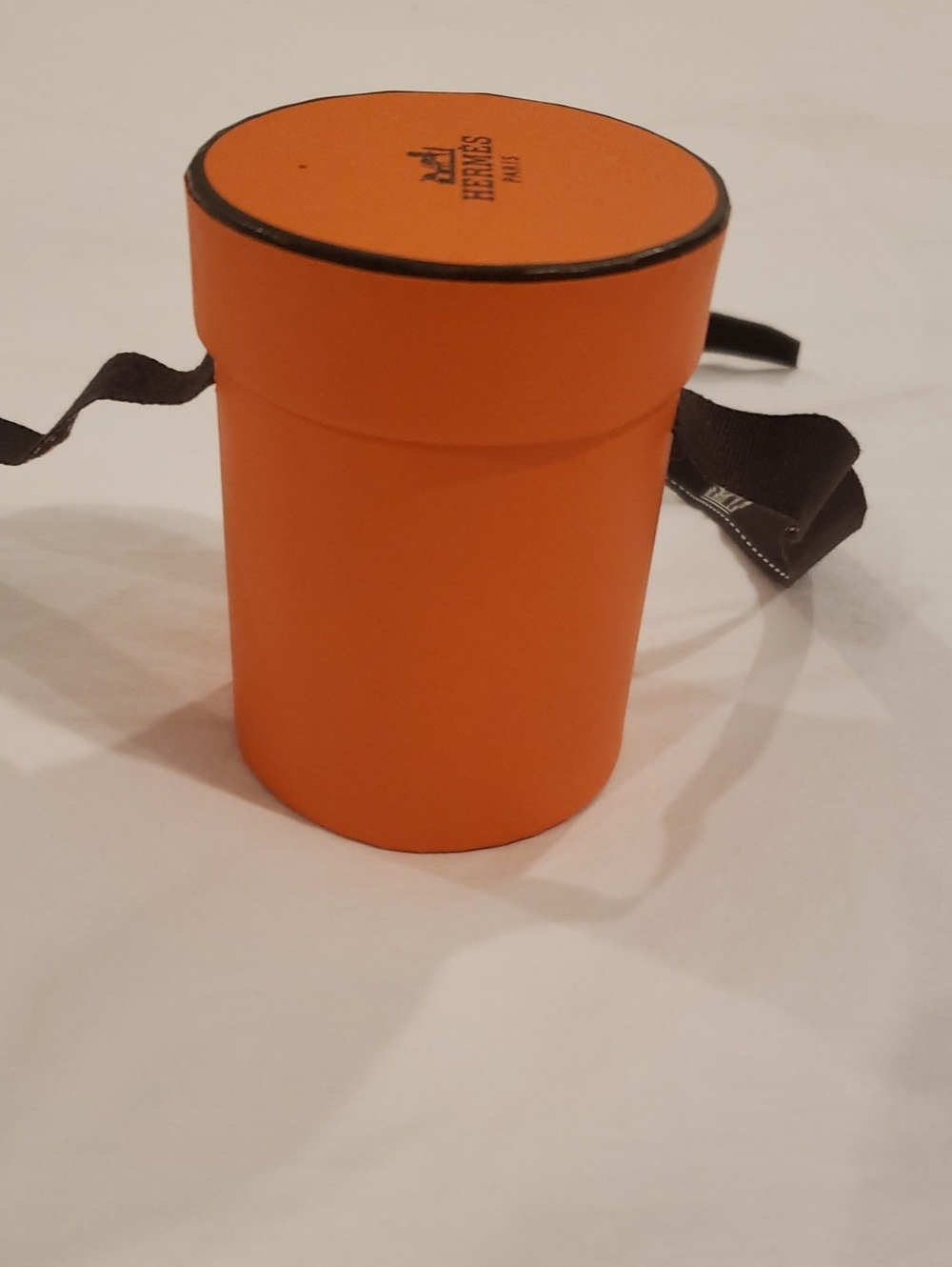 Hermes Orange Cylindrical Accessory Container
